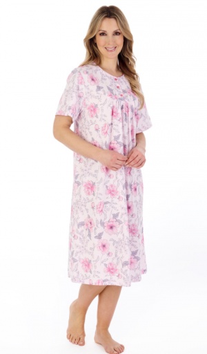 Slenderella 100% Cotton Floral Short Sleeve Nightdress